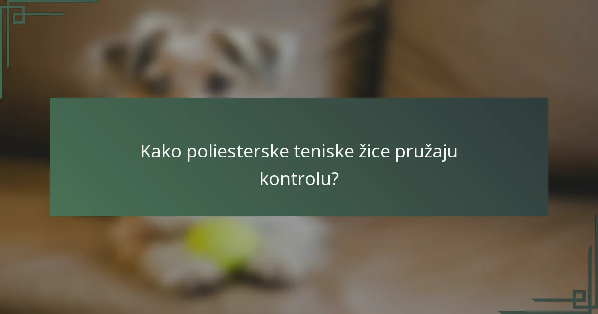Kako poliesterske teniske žice pružaju kontrolu?