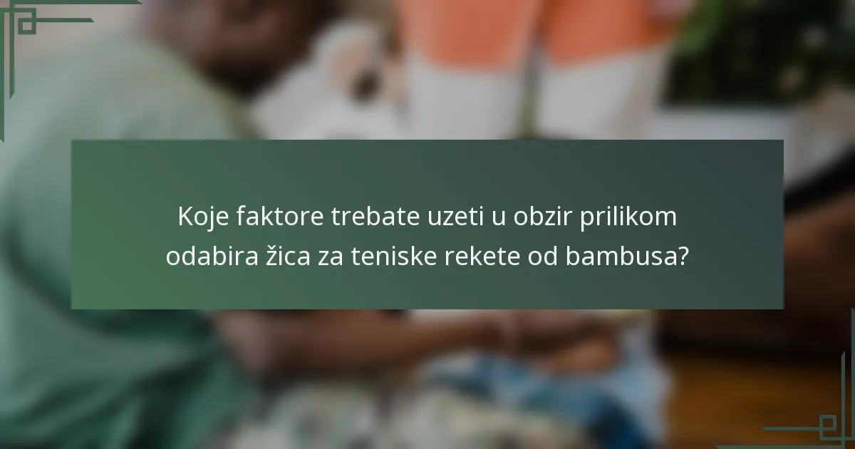 Koje faktore trebate uzeti u obzir prilikom odabira žica za teniske rekete od bambusa?