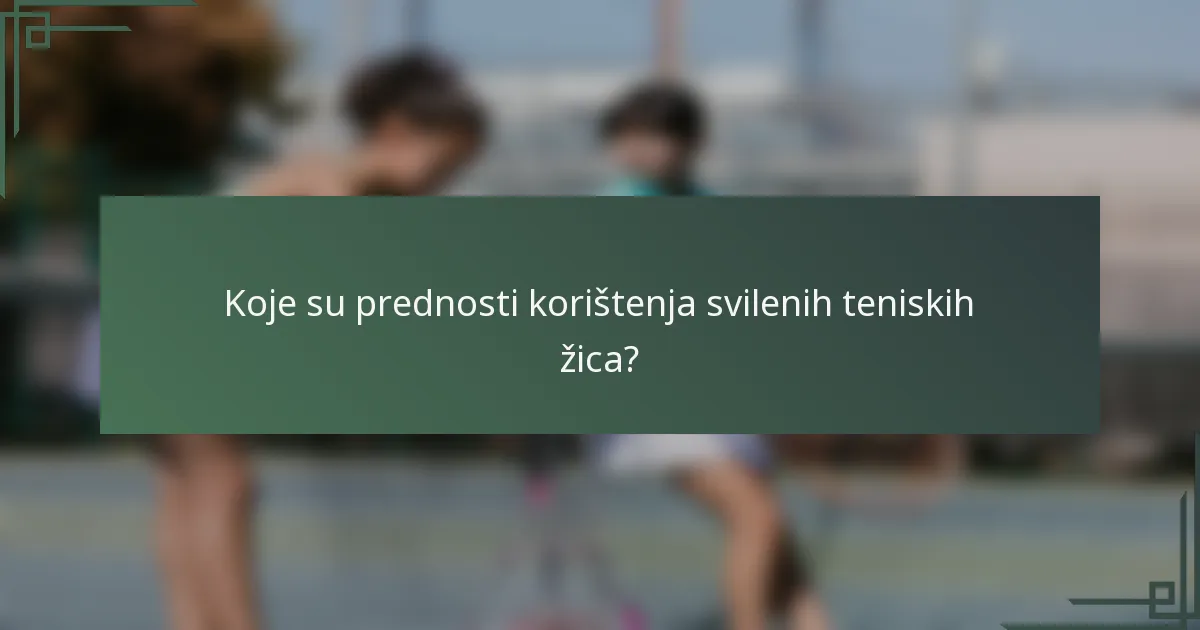 Koje su prednosti korištenja svilenih teniskih žica?