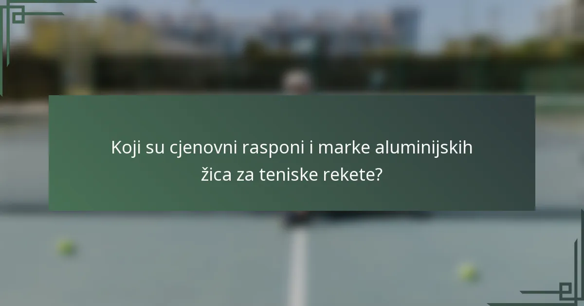 Koji su cjenovni rasponi i marke aluminijskih žica za teniske rekete?