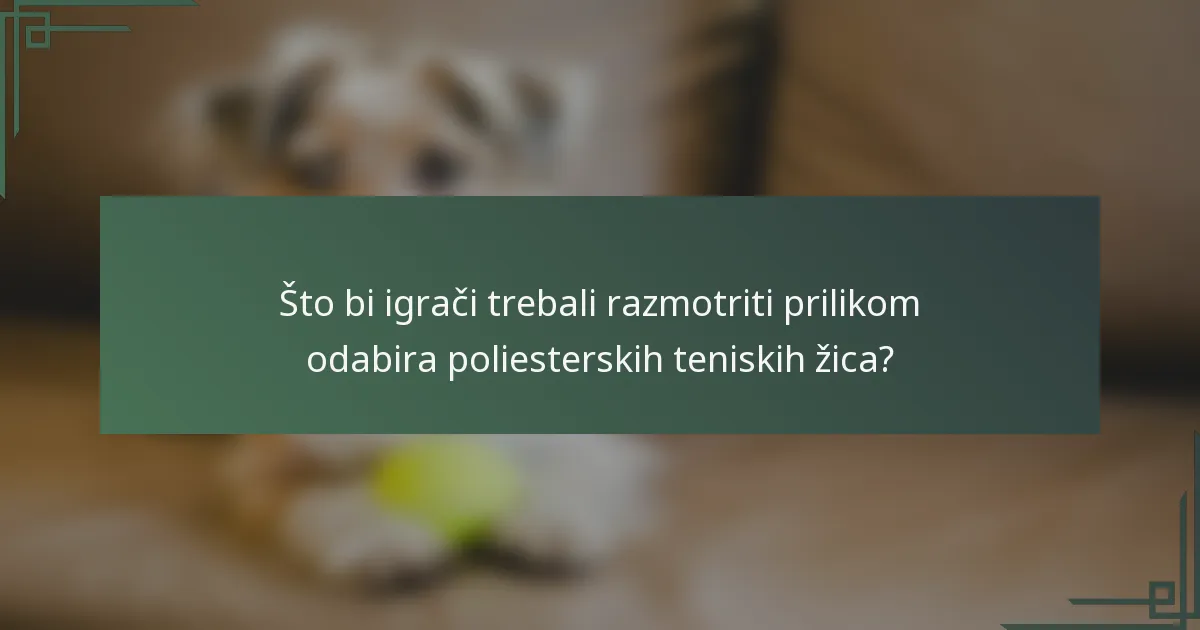 Što bi igrači trebali razmotriti prilikom odabira poliesterskih teniskih žica?